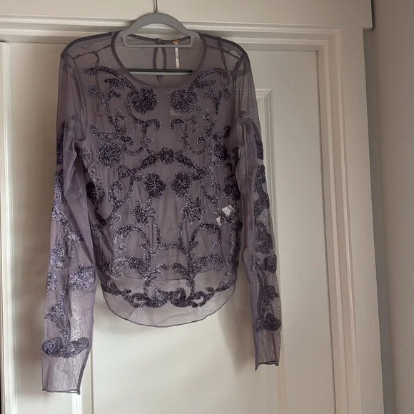 Free People Shine Through Top in Violet Ash - Picture 5 of 9